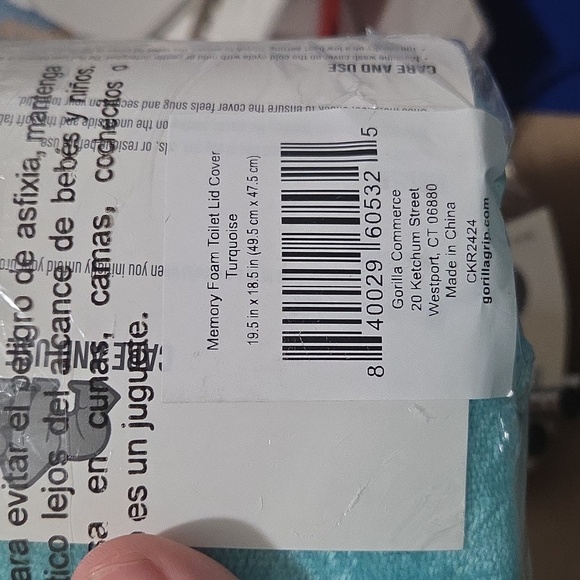 Gorilla Grip Turquise Memory Foam Toilet Lid Cover - Picture 3 of 3